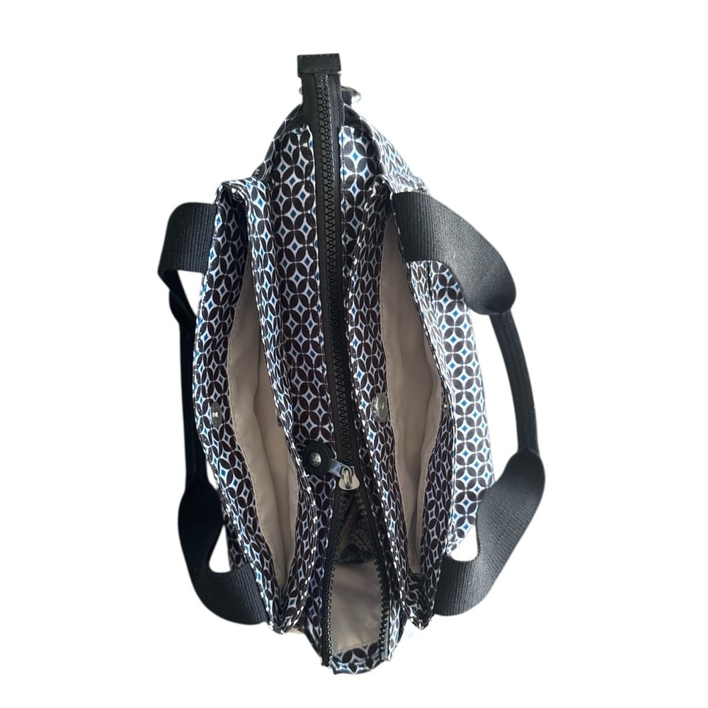 Kipling Black Multi Geo Print Shoulder or Crossbody Nylon Bag with Monkey Charm - Picture 5 of 16